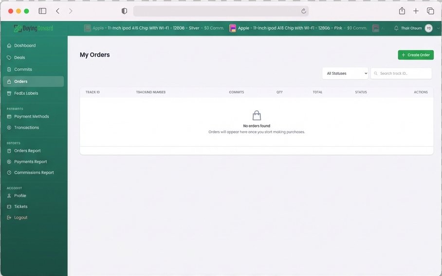 Dashboard Orders